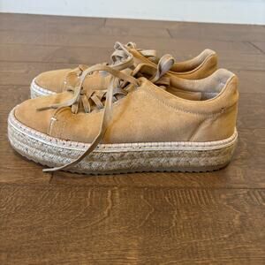 RAG & BONE Kent Platform Sneakers Dune Tan Suede Womens Size 39.5